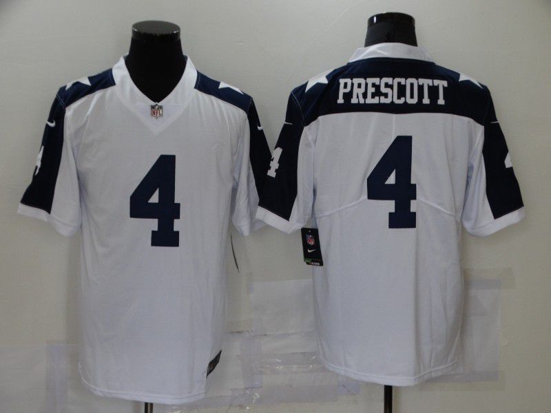 Men Dallas Cowboys 4 Prescott White Vapor Untouchable Limited Player 2021 Nike NFL Jersey